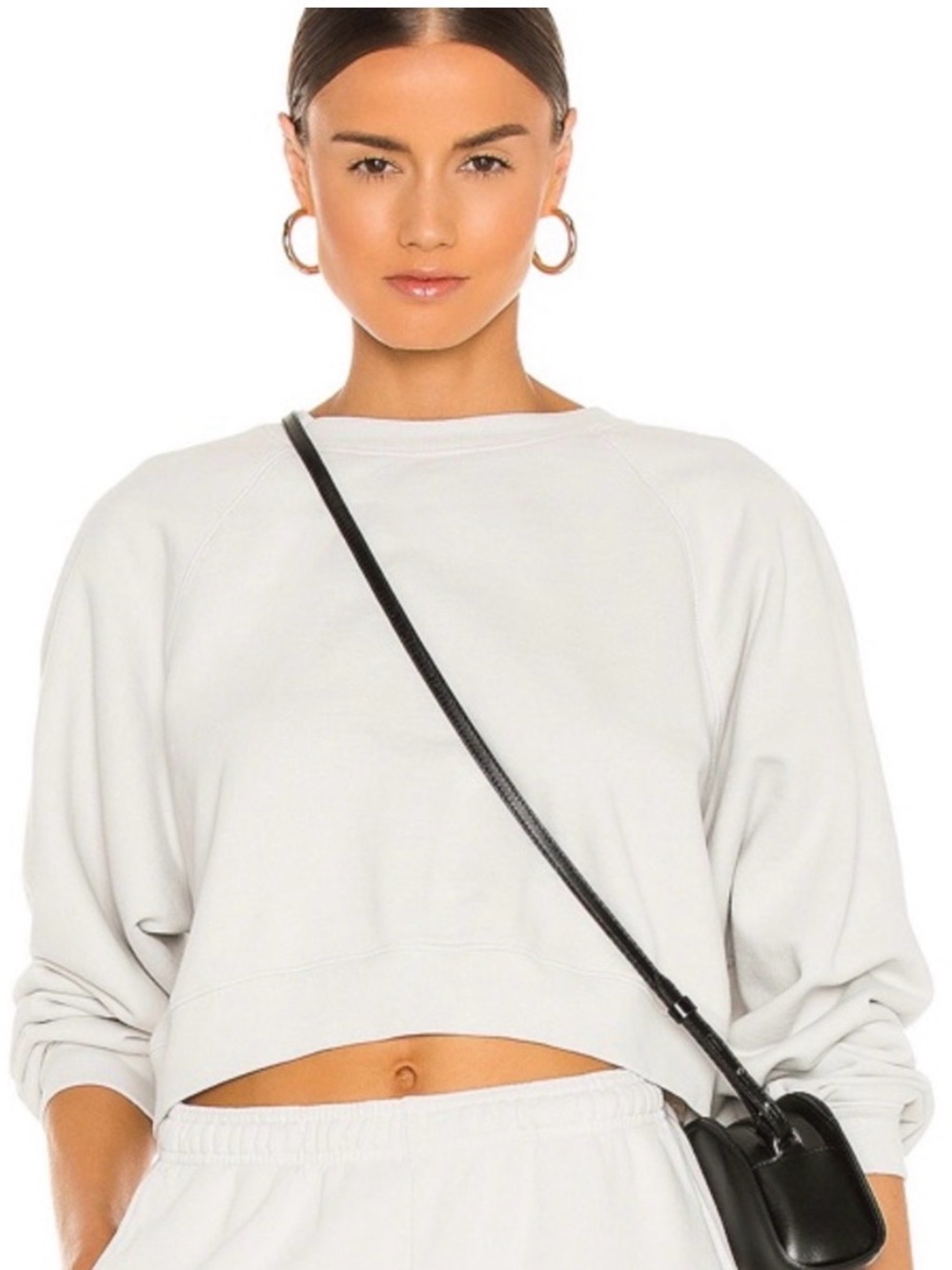 Relaxed White Crewneck Crop Top